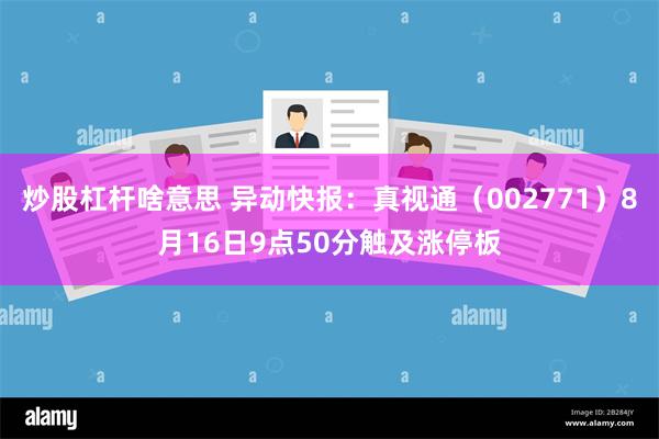 炒股杠杆啥意思 异动快报：真视通（002771）8月16日9点50分触及涨停板